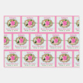 Ouderwets Verjaardagsgroet Voeg naam toe Roze Inpakpapier Vel (Voorkant 2)