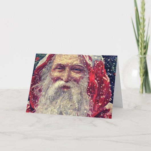 Ouderwets Victoriaans Sinterklaas Feestdagen Kaart (Voorkant)