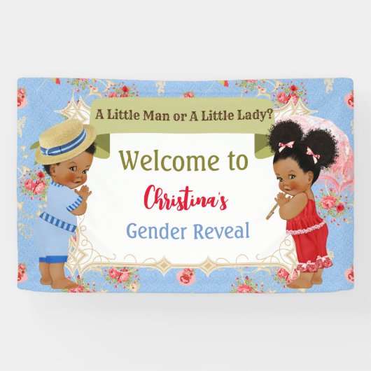 Ouderwets Victoriaans Zomer Gender Reveal Spandoek (Horizontaal)
