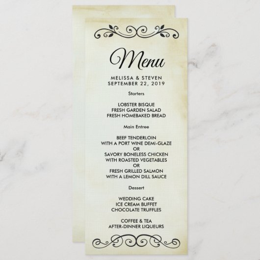 ouderwets Western thema bruiloft menu Kaart (Voorkant / Achterkant)