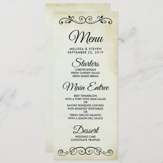  ouderwets Western thema bruiloft menu Kaart (Voorkant / Achterkant)