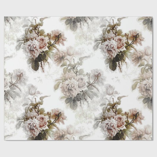 Ouderwets zacht roos grijs roze boeketpatroon cadeaupapier (Vlak)