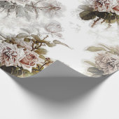 Ouderwets zacht roos grijs roze boeketpatroon cadeaupapier (Hoek)