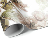 Ouderwets zacht roos grijs roze boeketpatroon cadeaupapier (Rol Hoek)