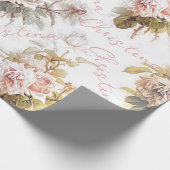 Ouderwets zacht roos roze boeket patroonflora cadeaupapier (Hoek)