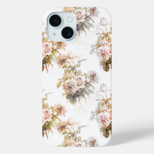 Ouderwets zacht roos roze boeket patroonflora iPhone 15 case