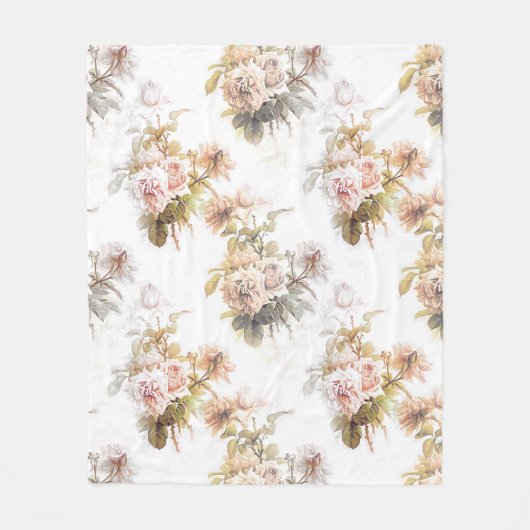 Ouderwets zacht roos roze boeket patroonflora fleece deken (Voorkant)