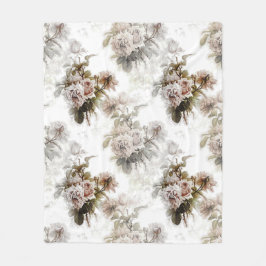 Ouderwets zacht roos roze grijs boeketpatroon fleece deken