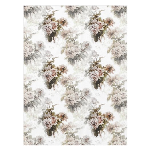 Ouderwets zacht roos roze grijs boeketpatroon tafelkleed (Voorkant)