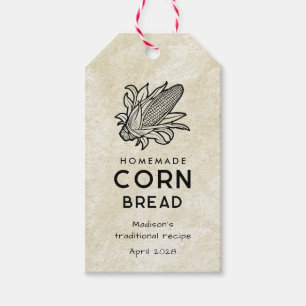 Ouderwets zelfgemaakt maïsbrood met maiskolf icoon cadeaulabel