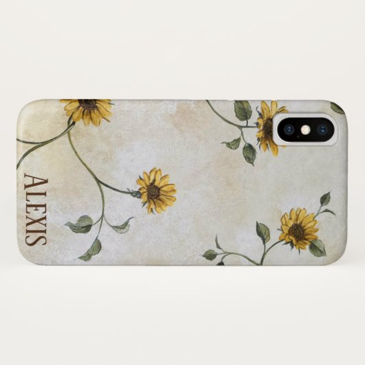 ouderwets zonnebloempatroon Case-Mate iPhone case (Achterkant (horizontaal))