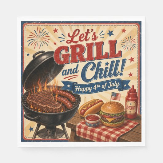 Ouderwetse 4 juli BBQ-picknick Servet (Voorkant)
