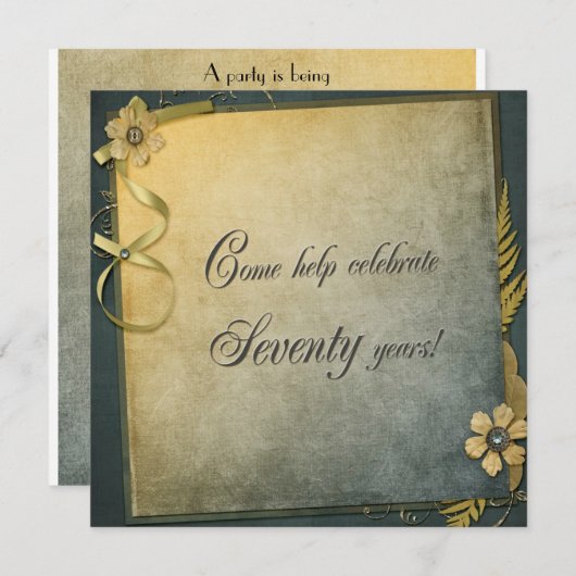 ouderwetse 70ste verjaardag uitnodigen kaart (Voorkant / Achterkant)