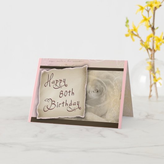 Ouderwetse 80e verjaardag groet kaart (Gele Bloem)