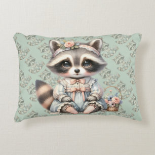 Ouderwetse Aangeklede Cottagecore Wasbeer Pastel Accent Kussen