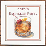 Ouderwetse aangepaste vrijgezellenfeest cocktail servet<br><div class="desc">Nodig de jongens uit voor ouderwetse drinken om de bruidegom te vieren. Perfect voor een vrijgezellenfeest. Ouderwets design is te vinden op meer items in mijn winkel,  PageCreativeDesigns.</div>