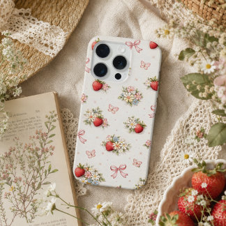 Ouderwetse Aardbei Bloemige Naadloze cottagecore iPhone 15 Pro Case
