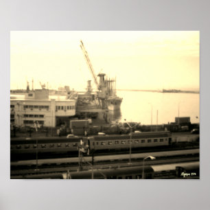 Ouderwetse Algerije havenoverzicht Algiers Poster