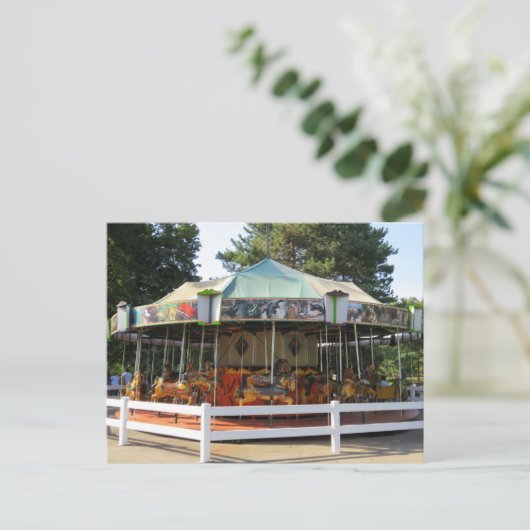 Ouderwetse Antiek carrousel Merry Go Round Feestdagenkaart (Staand voorkant)