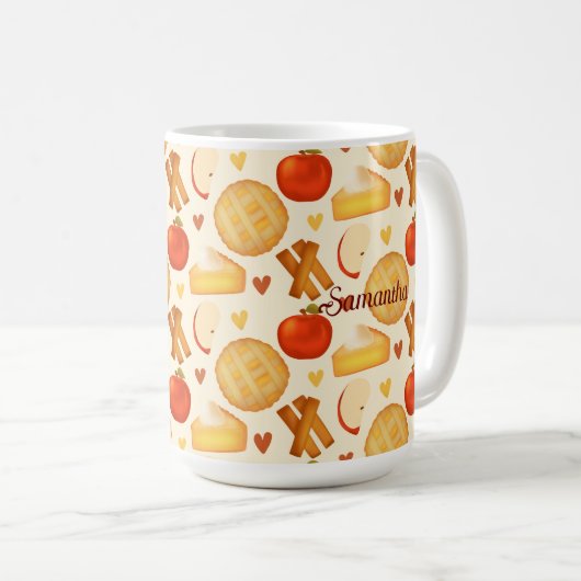 Ouderwetse appeltaart en ingrediënten koffiemok (Voorkant rechts)