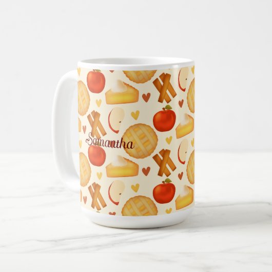 Ouderwetse appeltaart en ingrediënten koffiemok (Voorkant links)