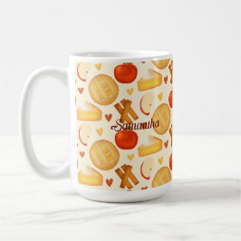 Ouderwetse appeltaart en ingrediënten koffiemok