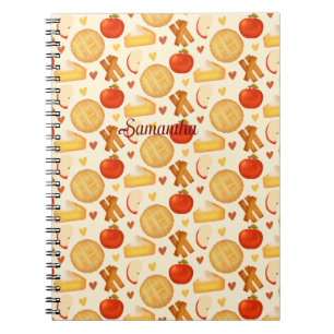 Ouderwetse appeltaart en ingrediënten notitieboek