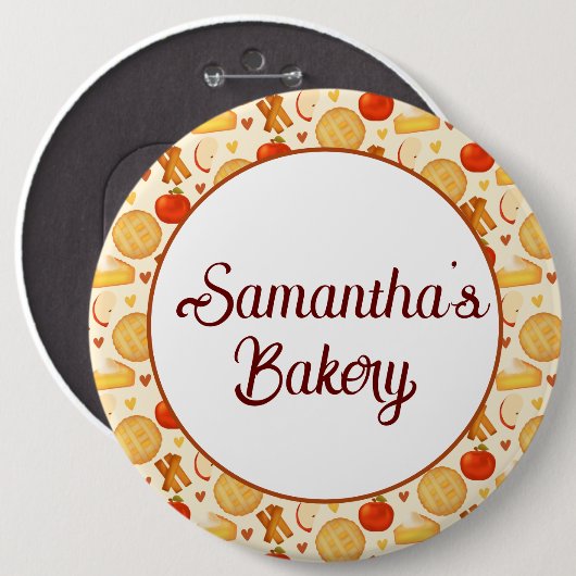 Ouderwetse appeltaart en ingrediënten ronde button 6,0 cm (Voorkant /achterkant)