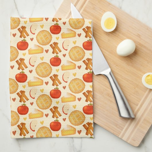 Ouderwetse appeltaart en ingrediënten theedoek (Quarter Fold)