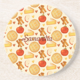 Ouderwetse appeltaart en ingrediënten zandsteen onderzetter