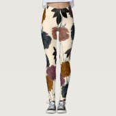 Ouderwetse Aquarel Krachtig Herfst Bloemmotief Leggings (Voorkant)