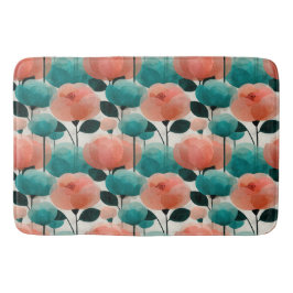 Ouderwetse Aquarel Roze en Groene Bloemen Badmat