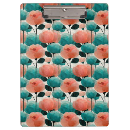 Ouderwetse Aquarel Roze en Groene Bloemen Klembord