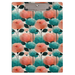 Ouderwetse Aquarel Roze en Groene Bloemen Klembord