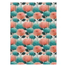Ouderwetse Aquarel Roze en Groene Bloemen Tafelkleed