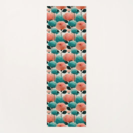 Ouderwetse Aquarel Roze en Groene Bloemen Yogamat