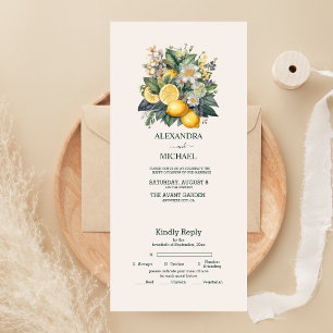 Ouderwetse Aquarel Summer Citrus Bruiloft All In One Uitnodiging