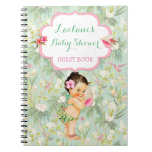 Ouderwetse baby tropische Hawaïaanse douche gasten Notitieboek