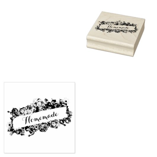 Ouderwetse banner elegante bloemrozen handgemaakt rubberstempel (Gestempeld)