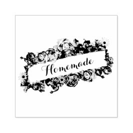 Ouderwetse banner elegante bloemrozen handgemaakt rubberstempel