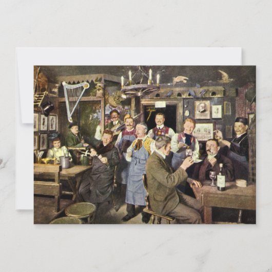 Ouderwetse bar met mensen vieren, een feest (Voorkant)