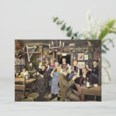 Ouderwetse bar met mensen vieren, een feest (Staand voorkant)