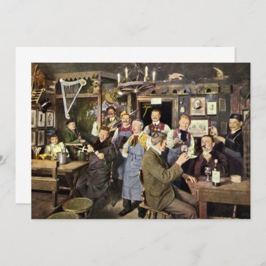 Ouderwetse bar met mensen vieren, een feest (Voorkant / Achterkant)