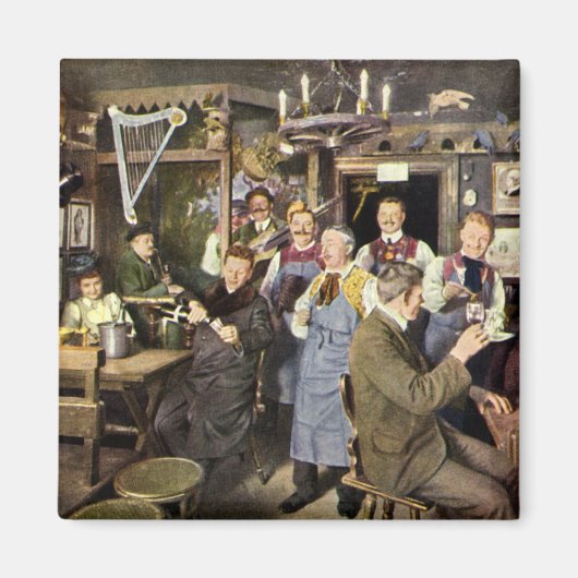 Ouderwetse bar met mensen vieren, een feest magneet (Voorkant)