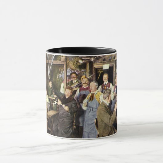 Ouderwetse bar met mensen vieren, een feest mok (Midden)