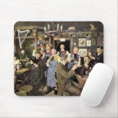 Ouderwetse bar met mensen vieren, een feest muismat (Met muis)