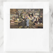 Ouderwetse bar met mensen vieren, een feest rechthoekige sticker (Tas)