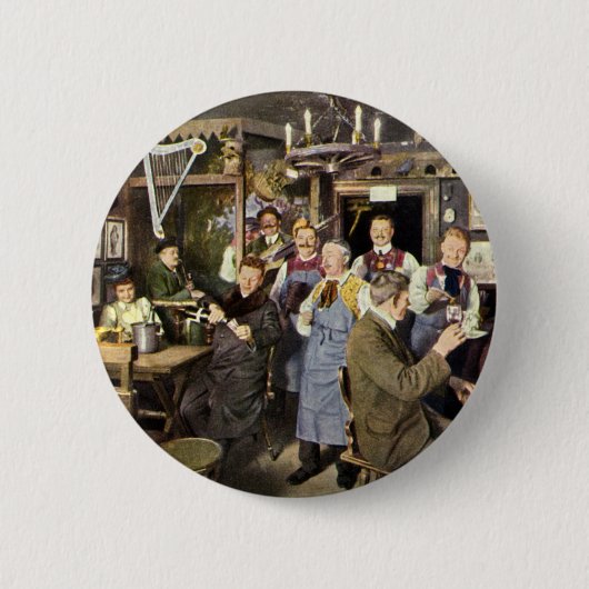 Ouderwetse bar met mensen vieren, een feest ronde button 5,7 cm (Voorkant)