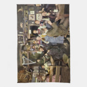 Ouderwetse bar met mensen vieren, een feest theedoek (Verticaal)