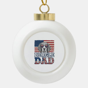 Ouderwetse Beagle Vader Patriottisch Hond Shirt On Keramische Bal Ornament
